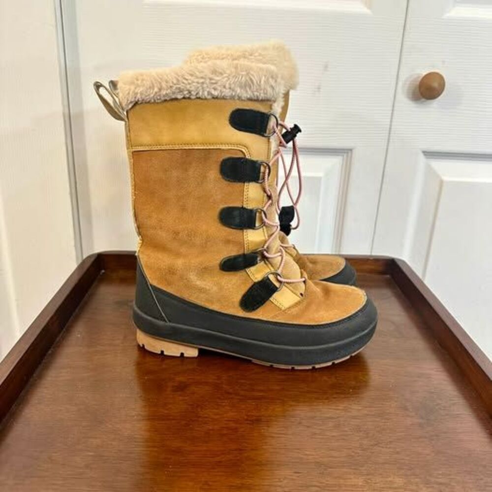 All in Motion Alberta Suede Lace-Up Winter Boots with Faux Fur Trim